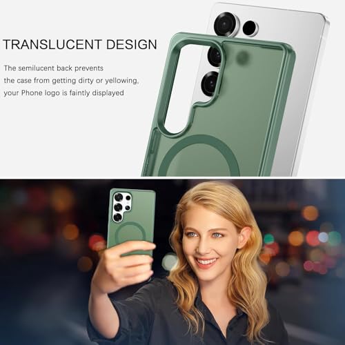 Elzzi Magnetic Cover Compatible for Samsung S24 Ultra 5g Case with Adjustable Metal Kickstand, Compatible with Mag-Safe Translucent Matte Shockproof Protective Phone Case, Forest - Image 5