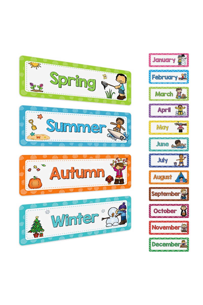 Month and Season English Words Learning Cards Subject Titles for Bulletin Board Boarder Headliners C