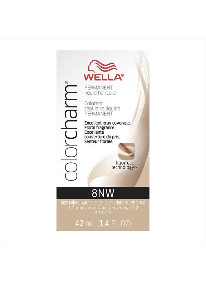 WELLA Color Charm WELLA colorcharm Permanent Liquid Hair Color for Gray Coverage, 008NW Light Natural Warm Blonde - Image 1