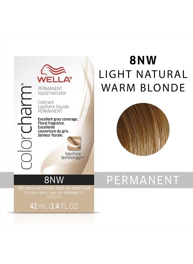 WELLA Color Charm WELLA colorcharm Permanent Liquid Hair Color for Gray Coverage, 008NW Light Natural Warm Blonde - Image 2
