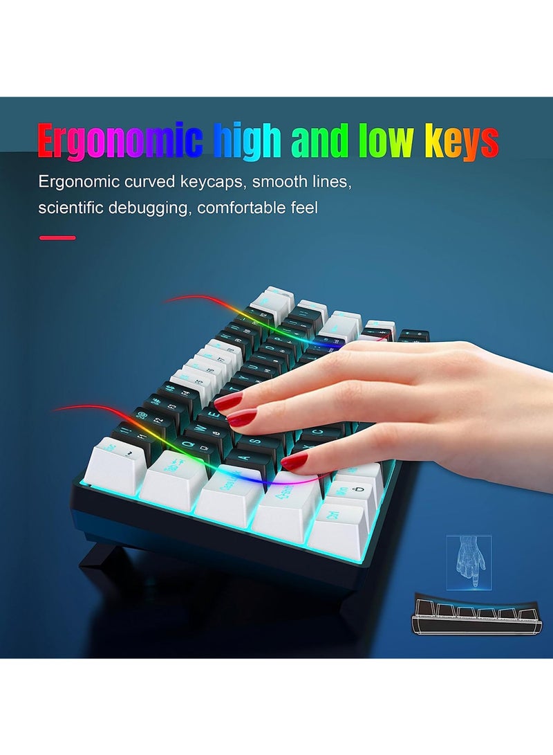 ROCK POW 60% Mechanical Gaming Keyboard, 68keys Ice Blue Backlit Ultra-Compact Mini Keyboard, Waterproof Mini Compact Keyboard for PC/Mac Gamer, Typist, Trip Blue Switch - Image 3