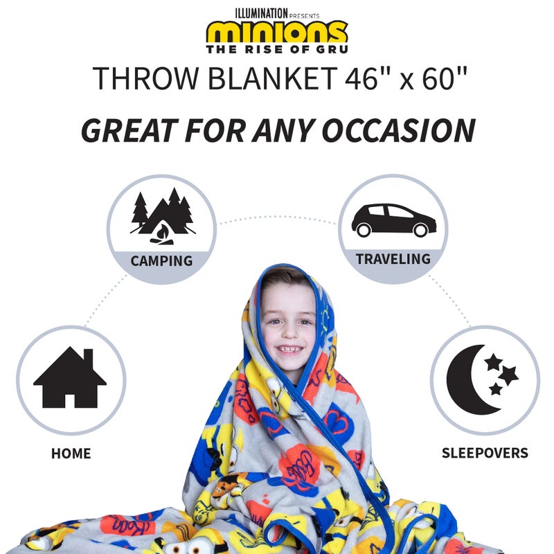 Franco Kids Bedding Super Soft Plush Throw Blanket, 46 in x 60 in, Minions The Rise Of Gru - Image 3