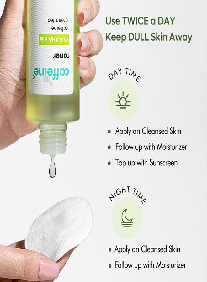 MCaffeine تونر مكون من فواكه AHA والشاي الأخضر لتقشير لطيف وتحسين نسيج البشرة | تونر للوجه لبشرة متألقة من استخدام واحد | تونر لتضييق المسام للرجال والنساء | خالي من الكحول - 150 مل - Image 4