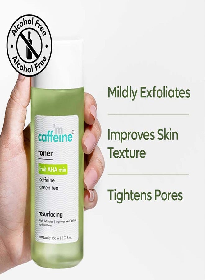 MCaffeine تونر مكون من فواكه AHA والشاي الأخضر لتقشير لطيف وتحسين نسيج البشرة | تونر للوجه لبشرة متألقة من استخدام واحد | تونر لتضييق المسام للرجال والنساء | خالي من الكحول - 150 مل - Image 2