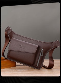 WEIXIER Men Retro Chest Bag PU Lether Water-Repellent and Wear-resistant Crossbody Bag with Adjustable Straps  - Image 3