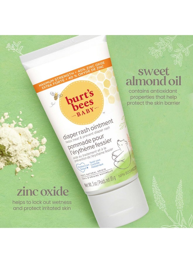 Burt's Bees Christmas Gifts, Baby Diaper Rash Ointment, Maximum Strength, 40% Zinc Oxide, 100% Natural Origin, Pediatrician Tested Stocking Stuffers, Net Weight 3 Oz , Pack Of 2 - Image 2