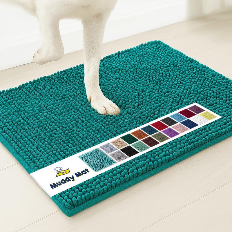 Muddy MatÂ® | Super Absorbent Door Mat Indoor, Microfiber Quick Dry Chenille Entryway Rug, Non-Slip Front Door Mat, Indoor Mats for Entryway, Machine Washable Pet Rug, Teal 19"x30" - Image 1