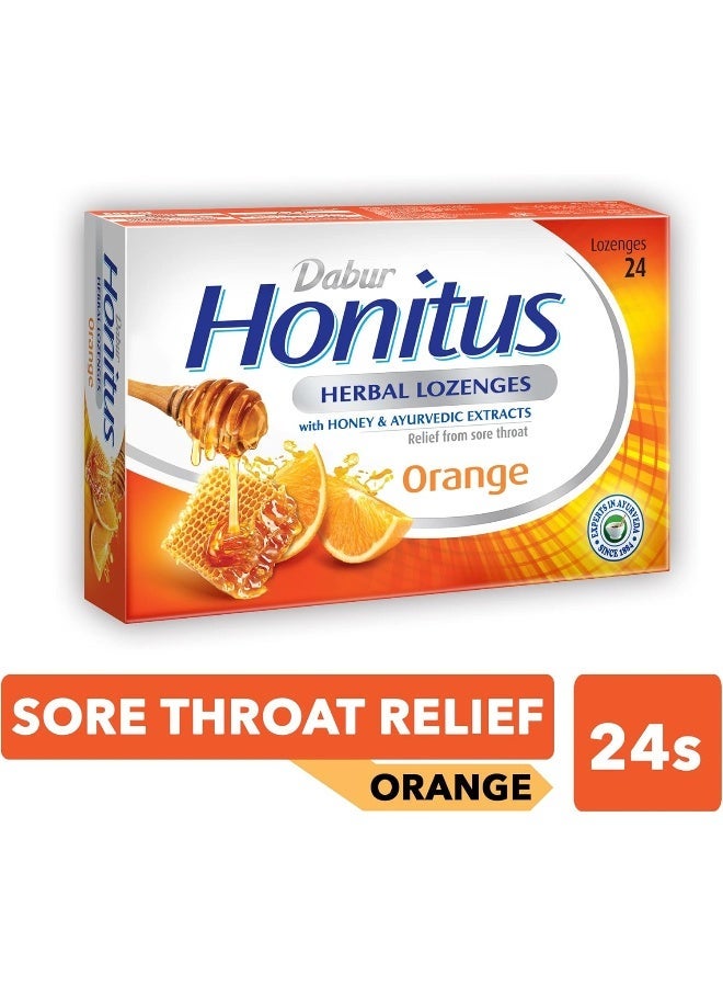 Dabur Honitus Herbal Lozenges Orange 24s Effective Relief From Cough, Strep Infection And Sore Throat Pain - Image 3