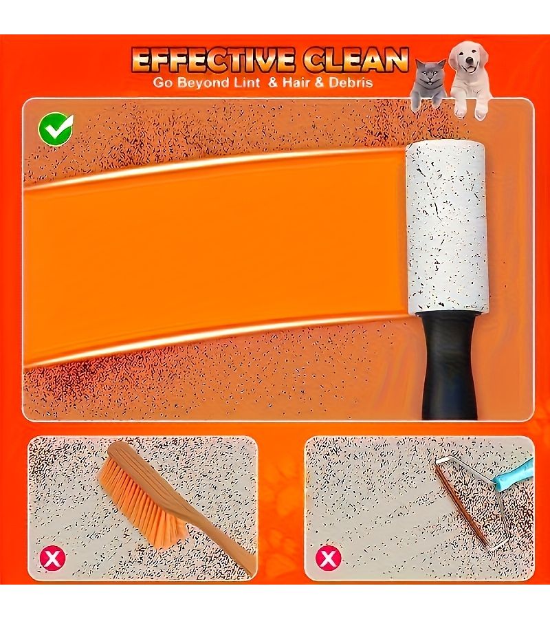 Extra Sticky Lint Roller 120 Sheets Pet Hair Remover Fragrance Free for Furniture Clothes Carpets - Image 3