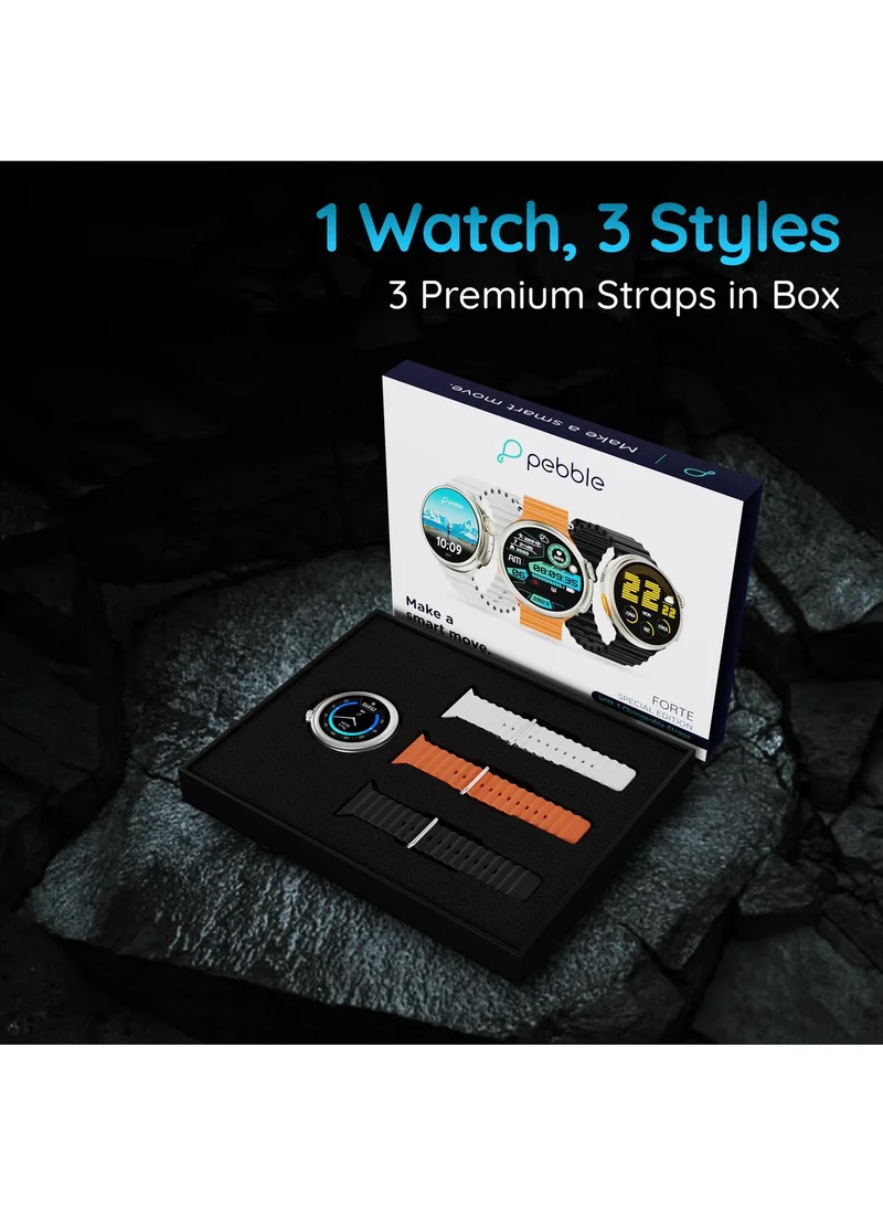Pebble Forte 1.50" HD Infinite Display, BT Calling, Health Suite, Multi Sports, Premium Built, Alaram & Notification