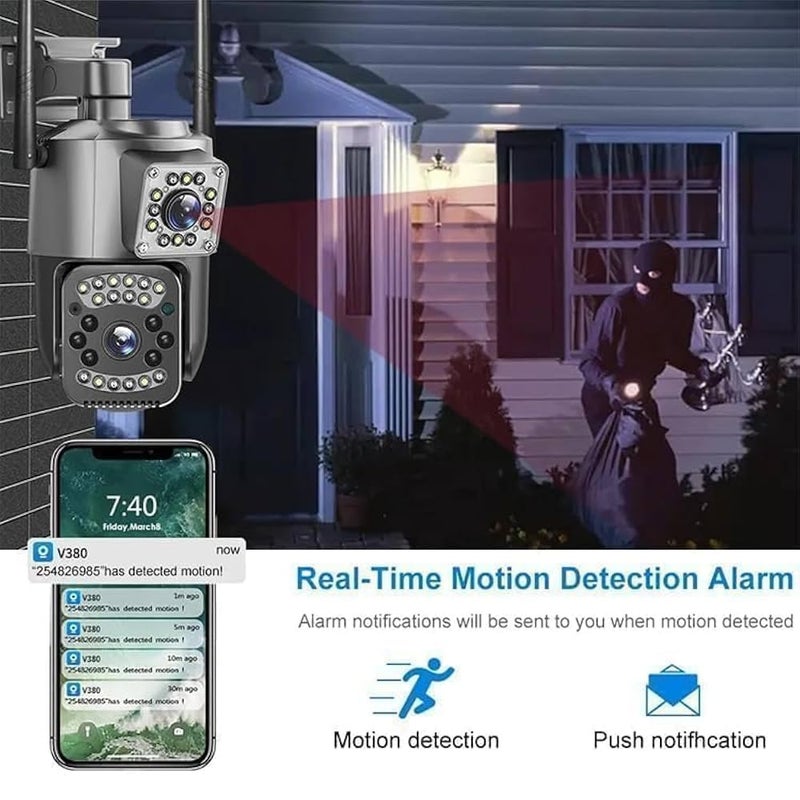 DDLC 5MP 4K 360° PTZ WiFi Ultima Outdoor Home Security Camera with Color Vision, IP66 Waterproof, Human Tracking, Two-Way Audio, Support and Multi Users View Ai Humanoid (Dual Lens PTZ) - Image 4