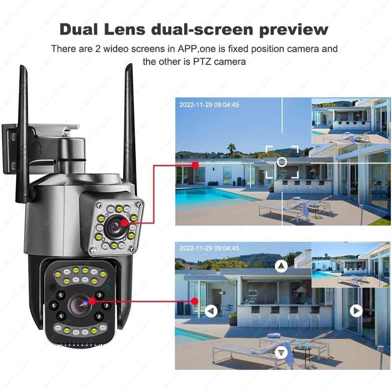 DDLC 5MP 4K 360° PTZ WiFi Ultima Outdoor Home Security Camera with Color Vision, IP66 Waterproof, Human Tracking, Two-Way Audio, Support and Multi Users View Ai Humanoid (Dual Lens PTZ) - Image 1