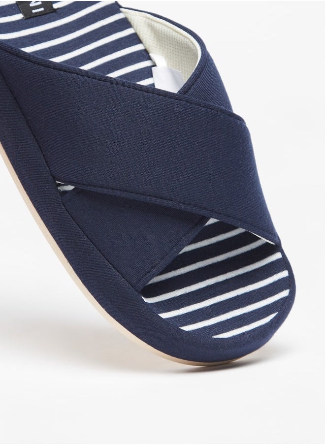 DUCHINI Men Striped Bedroom Slide Slippers  - Image 3
