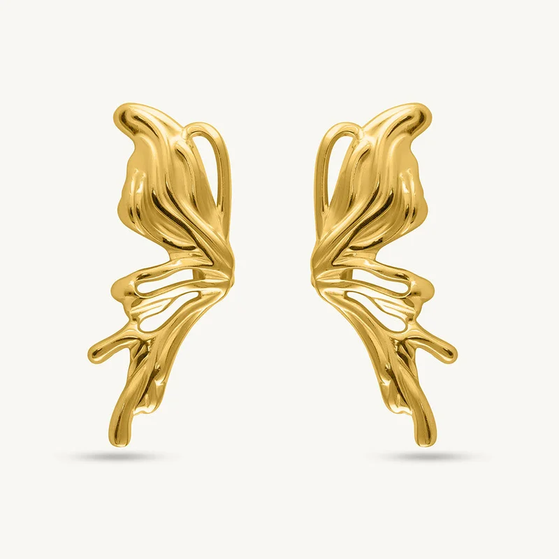 Palmonas PALMONAS Butterfly Wing Drop Earrings for Women | 18K Gold Plated, Waterproof & Anti-Tarnish