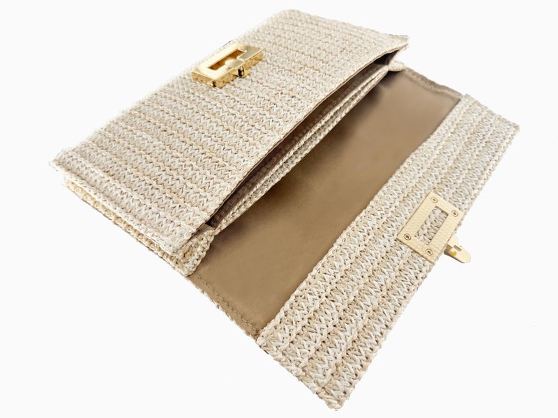 Gionforsy Women Straw Clutch Purses Summer Bags Beach Purse Bag Boho Shoulder Bag Crossbody for Vacation (Beige) - Image 5