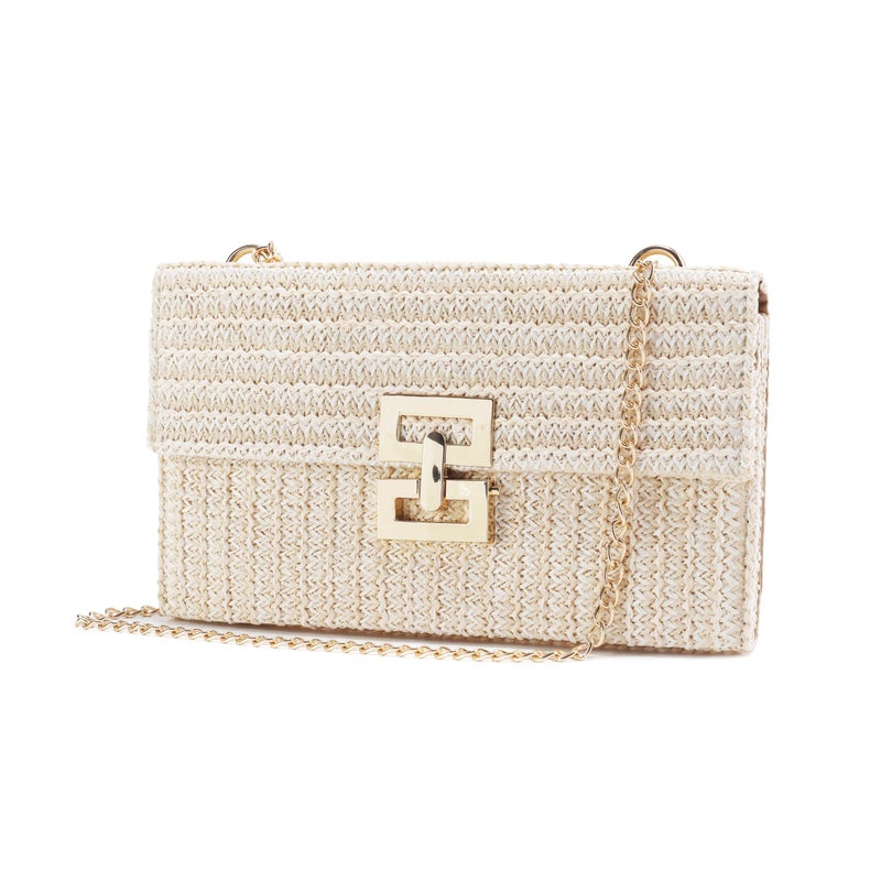 Gionforsy Women Straw Clutch Purses Summer Bags Beach Purse Bag Boho Shoulder Bag Crossbody for Vacation (Beige) - Image 1