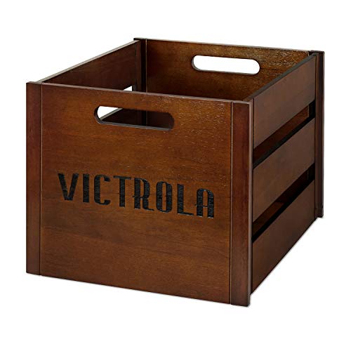 Victrola Wooden Record Crate – Tabletop Vinyl Album Holder, No-Tool Assembly, Holds Over 50 Records, Real Wood Construction, Elegant Design (Espresso) - Image 2