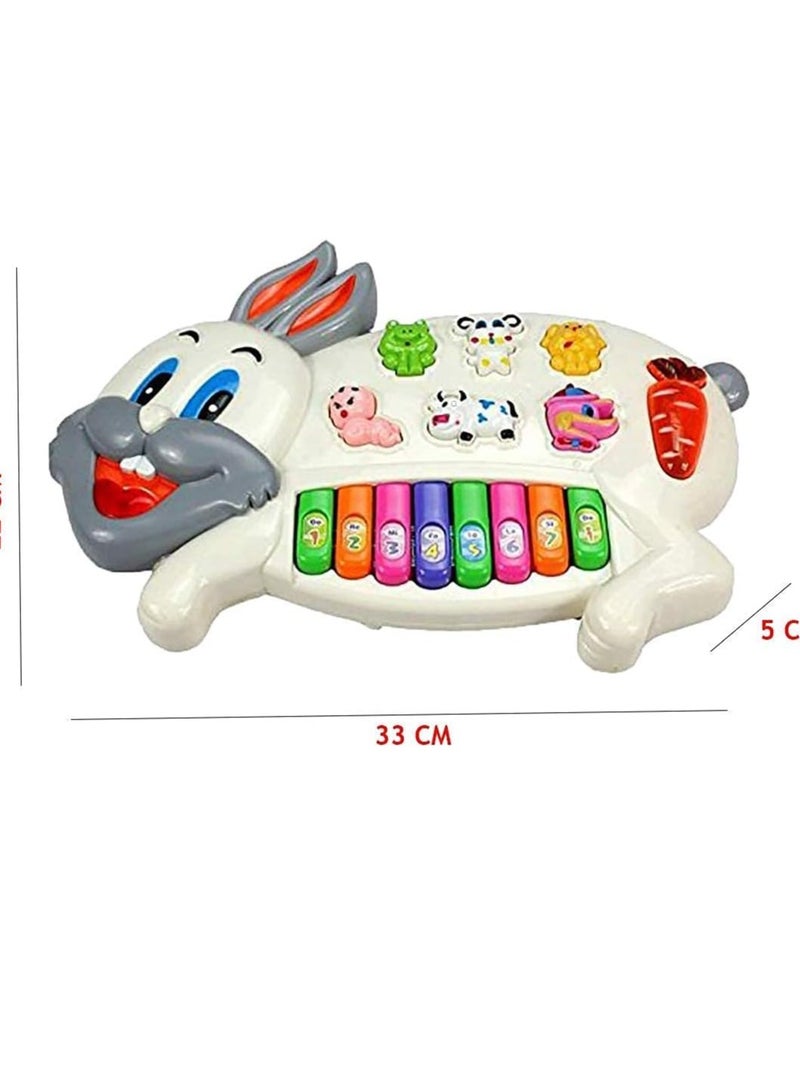 Musical Bunny Piano Toy for Kids, Educational Animal Keyboard with Farm Animal Buttons, 8 Musical Notes - Image 1