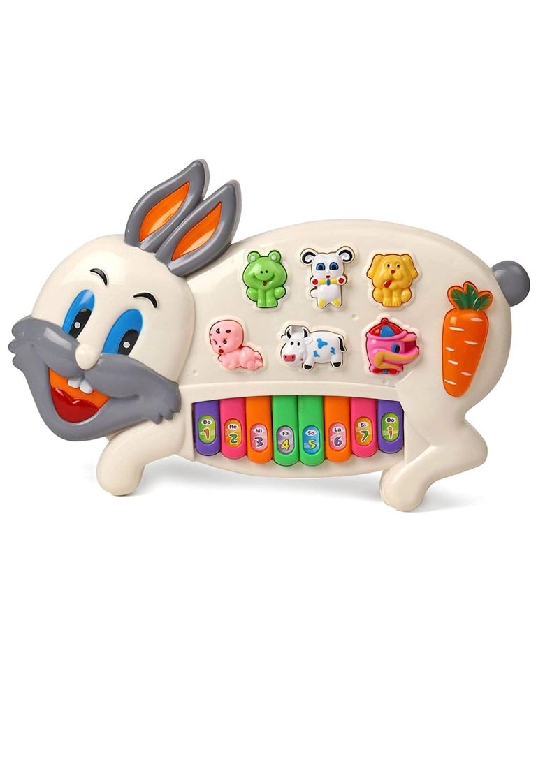 Musical Bunny Piano Toy for Kids, Educational Animal Keyboard with Farm Animal Buttons, 8 Musical Notes - Image 5
