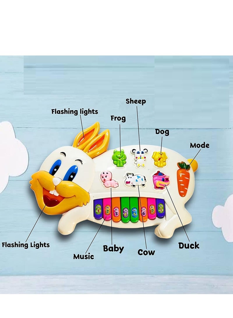 Musical Bunny Piano Toy for Kids, Educational Animal Keyboard with Farm Animal Buttons, 8 Musical Notes - Image 4