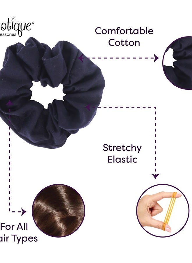 Motique Accessories رباط شعر قطن كبير - أزرق داكن - Image 4