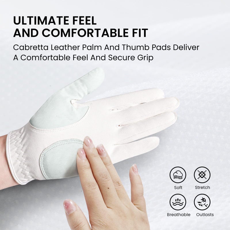 FINGER TEN Stylish Golf Gloves Women with Ball Marker 1 Pack for Left or Right Hand, Breathable Glove with Fashion Patterns for Ladies Right Left Handed Golfer (Full-Orange, Medium, Left) - Image 3