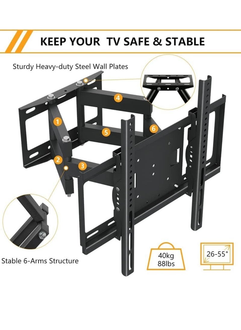 ELTRAZONE TV Stand/Television Stands for 26-75 Inch TV. Wall Mount TV Stand with Rugged Double Arm Bracket, Standard Load-bearing 26"-55", Maximum size 75 inch, Universal TV Stand Holds Up to 40kg - Image 2