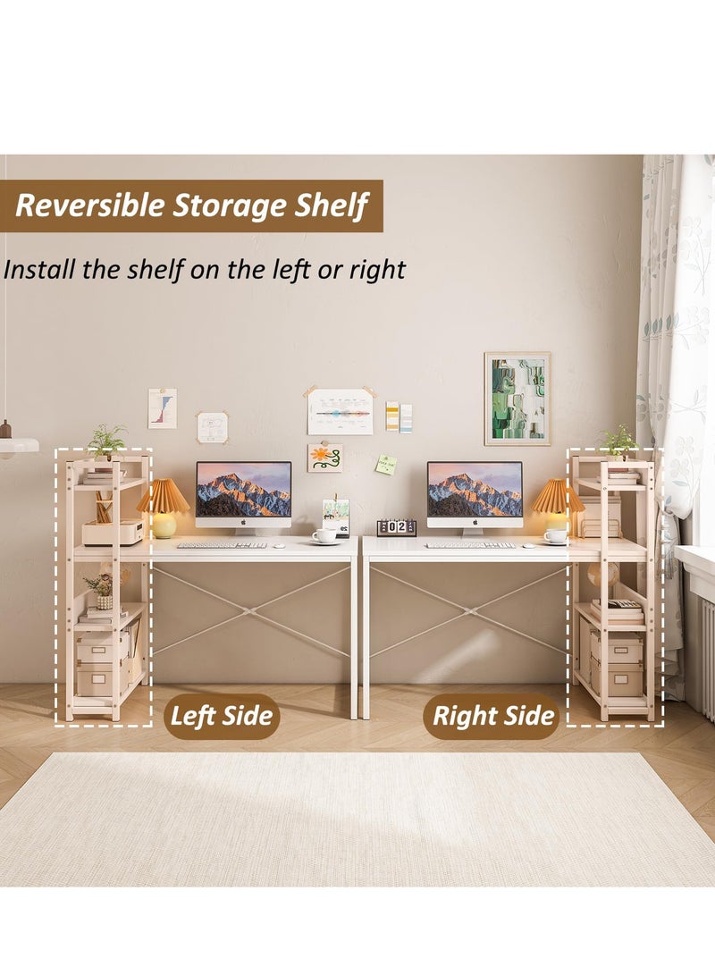 زويهاو مكتب كمبيوتر مع 4 رفوف للمكتب المنزلي 110 * 60 سم طاولة دراسة للكتابة مع رف كتب محطة عمل خشبية صناعية متعددة الأغراض مع إطار معدني للكمبيوتر المحمول - Image 5