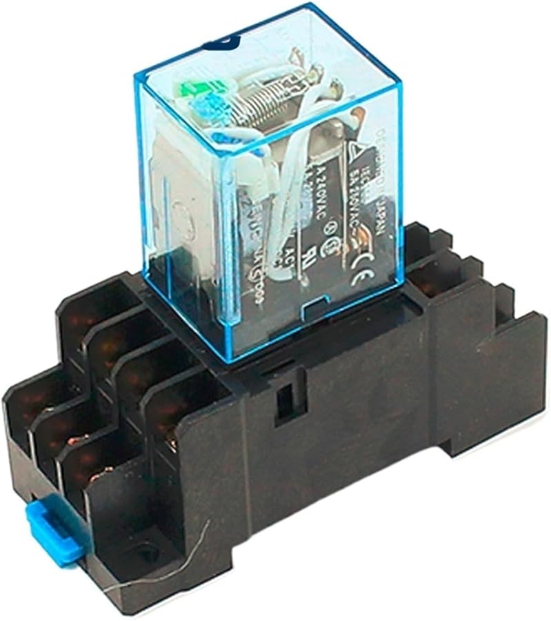 Relay Generic Component Generic MY4NJ Power Relay 24VDC with Din Rail Mount Socket Base 14 Pins ...