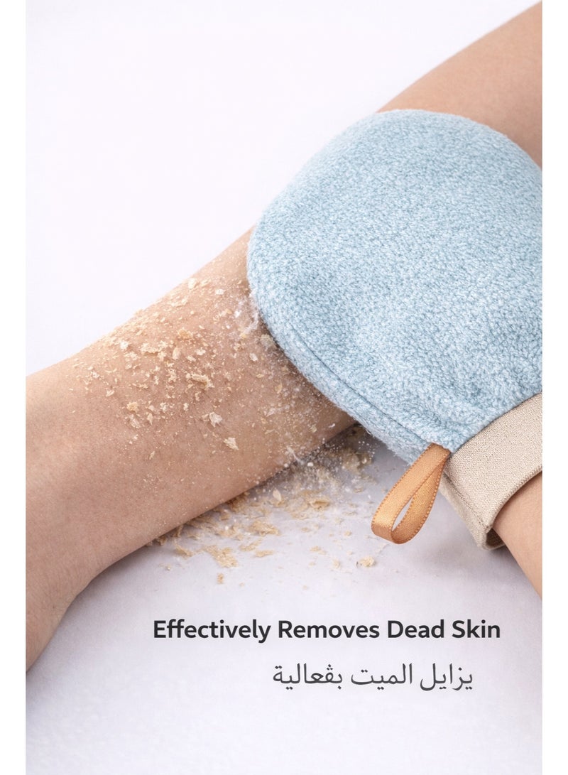 IKBEN Moroccan Exfoliating Bath Gloves 4 PCS – Deep Body Scrub Kessa Mitts for Shower & Hammam, Dead Skin Remover for Men & Women - Image 2