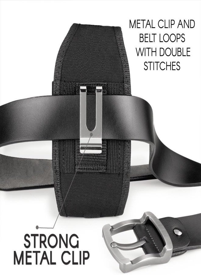 Agoz Carrying Case for Jitterbug Smart4 Smartphone Rugged Camping, Hiking, Outdoors Contractor Vertical Canvas Holster Pouch Cover with Belt Loop, Metal Belt Clip (6.4 x 3.6 x 0.7 inch) - Image 4