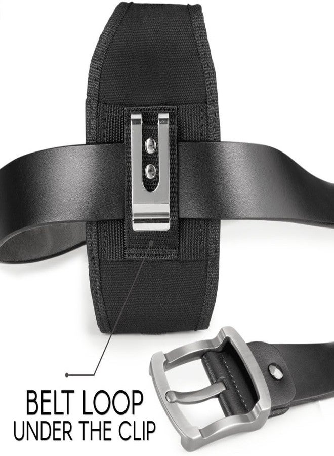 Agoz Carrying Case for Jitterbug Smart4 Smartphone Rugged Camping, Hiking, Outdoors Contractor Vertical Canvas Holster Pouch Cover with Belt Loop, Metal Belt Clip (6.4 x 3.6 x 0.7 inch) - Image 3