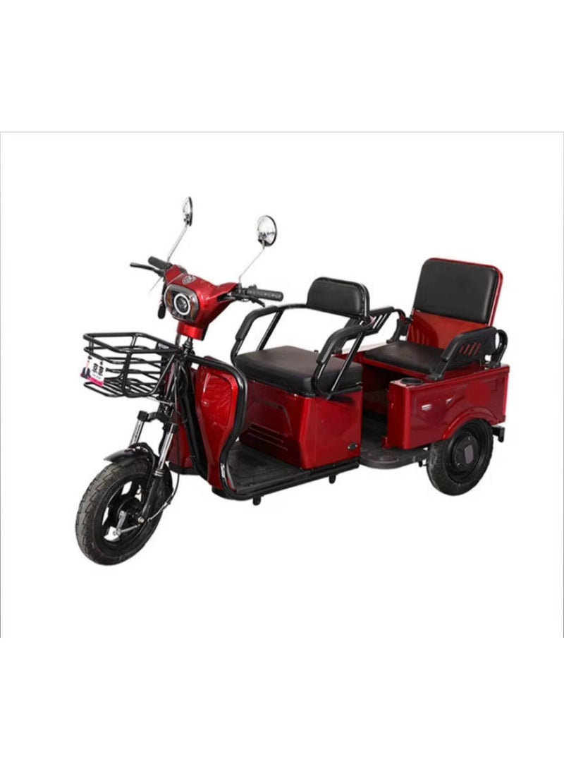 Electric Tricycle Scooter 60V with Display & Remote, Front Basket, LED Lights, 3 Speeds, 40km Range, 2+ Riders Capacity – Red - Image 1