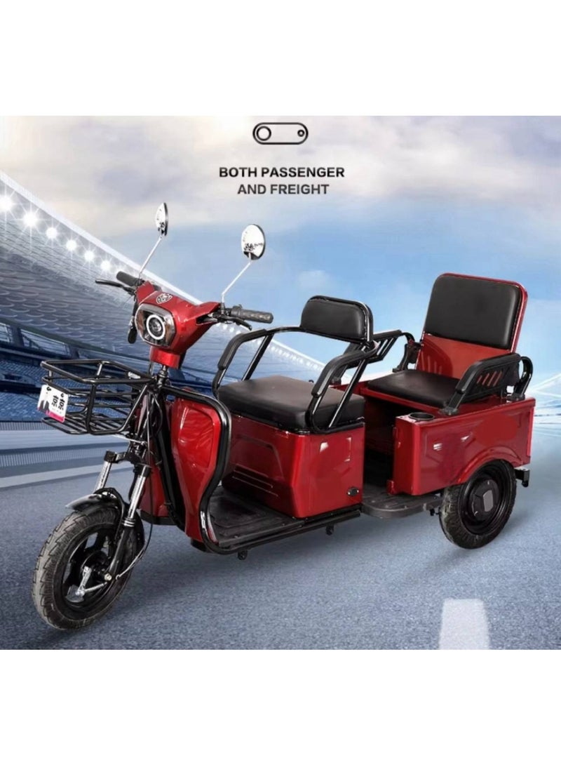 Electric Tricycle Scooter 60V with Display & Remote, Front Basket, LED Lights, 3 Speeds, 40km Range, 2+ Riders Capacity – Red - Image 4