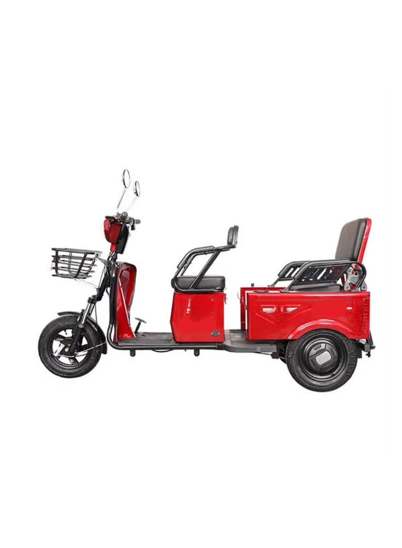 Electric Tricycle Scooter 60V with Display & Remote, Front Basket, LED Lights, 3 Speeds, 40km Range, 2+ Riders Capacity – Red - Image 3