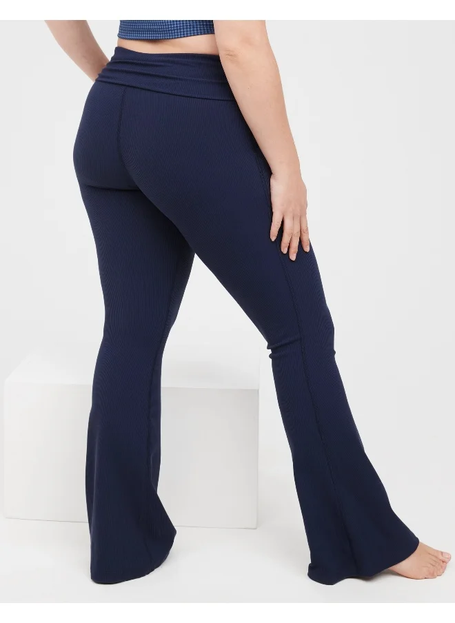 Aerie Rib Low-Rise Foldover Flare Legging