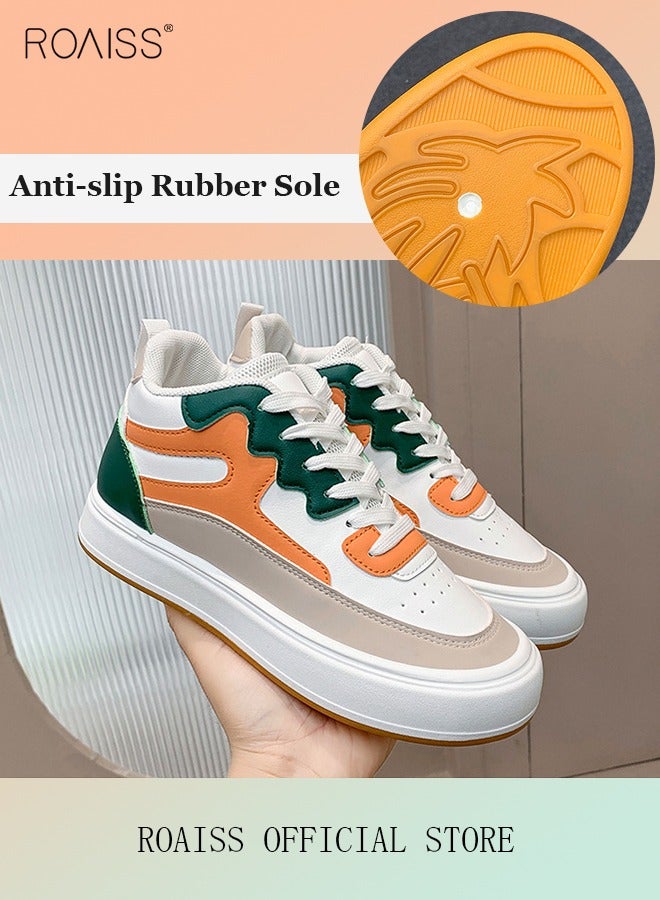 roaiss Ladies Canvas Shoes Casual Shoes Sports Breathable and Wear-Resistant Street Style Mid-Top Sneakers Women's Fashion All-Match Color Block Sneakers Athlesiure Shoes  - Image 3