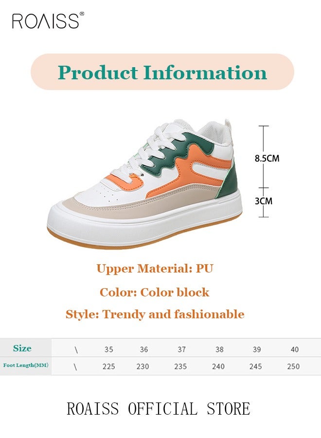 roaiss Ladies Canvas Shoes Casual Shoes Sports Breathable and Wear-Resistant Street Style Mid-Top Sneakers Women's Fashion All-Match Color Block Sneakers Athlesiure Shoes  - Image 5