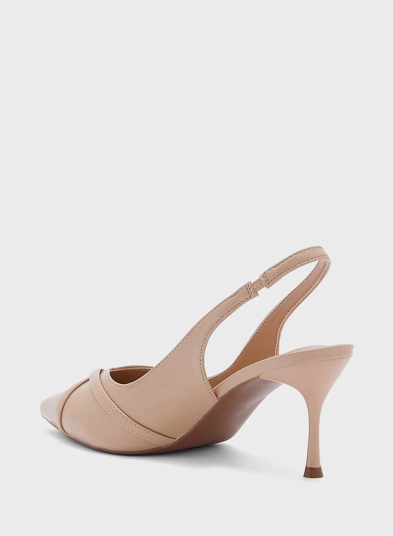 ELLA Double Buckle Pointy Toe Sling Back Pump