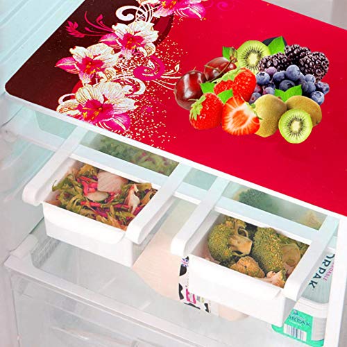 KANUSHI Industries® 1Pc Fridge Cover for Top with 6 Utility Pockets + 4 Fridge Mats (FRI-Long-Leave-Maroon+M-23-04) - Image 3