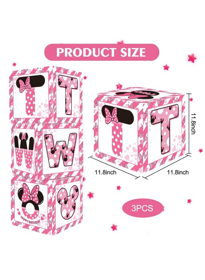 TONIFUL - Pink Mouse 2Nd Birthday Party Supplies Pink Balloon Box With Letters，Pink Mouse Theme Two Years Old Birthday Party Favors For Girls Second Birthday Decoration - Image 1