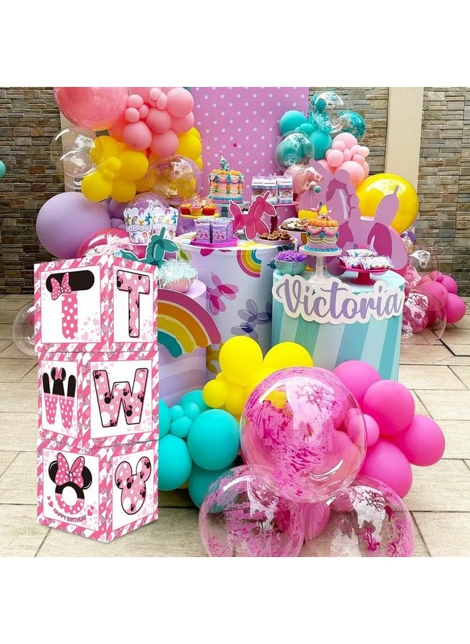 TONIFUL - Pink Mouse 2Nd Birthday Party Supplies Pink Balloon Box With Letters，Pink Mouse Theme Two Years Old Birthday Party Favors For Girls Second Birthday Decoration - Image 1