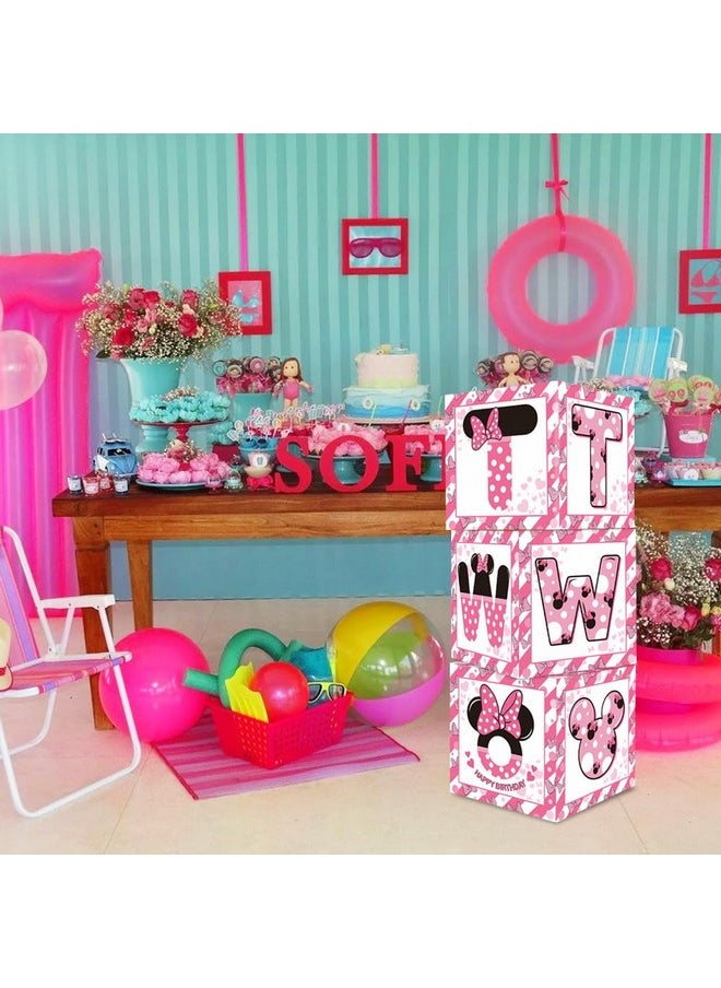 TONIFUL - Pink Mouse 2Nd Birthday Party Supplies Pink Balloon Box With Letters，Pink Mouse Theme Two Years Old Birthday Party Favors For Girls Second Birthday Decoration - Image 1