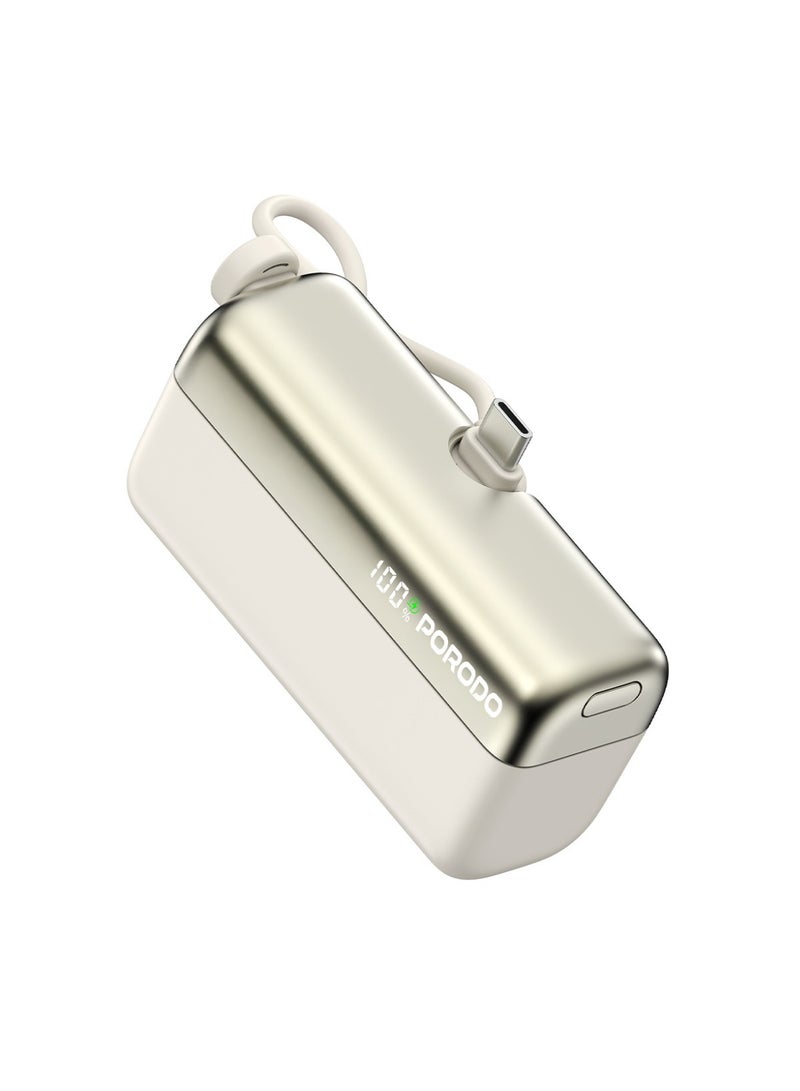 بورودو شاحن متنقل بسعة 10000 مللي أمبير، بتقنية الشحن السريع PD بقدرة 22.5 واط، مزود بكابل من النوع C وكابل Lightning، صغير الحجم وسهل الحمل، بقدرة خرج 15 واط، لشحن فعال للهواتف الذكية والأجهزة اللوحية - أبيض - Image 1