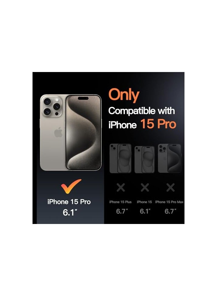 JETech Kickstand Case for iPhone 15 Pro 6.1-Inch, Built-in Camera Ring Stand, Non-yellowing Shockproof Phone Bumper Cover, Anti-Scratch Clear Back (Natural Titanium) - Image 2