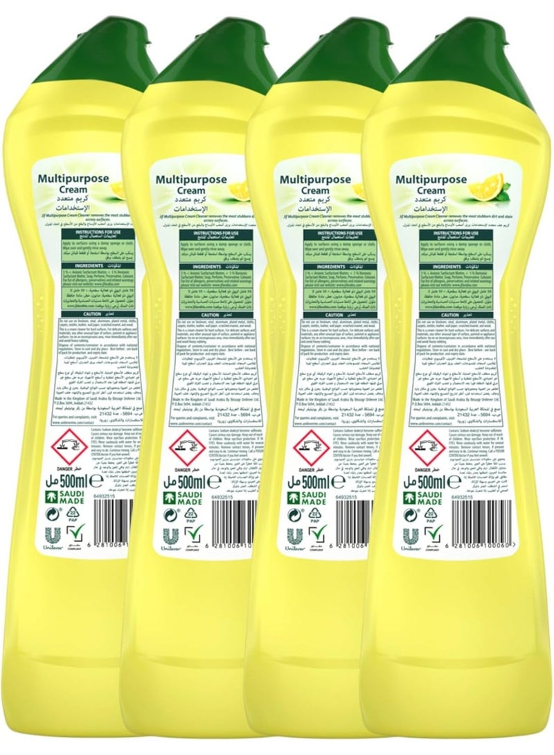 جيف منظف كريمي جيف بالليمون بتقنية البلورات الدقيقة، يزيل الدهون وبقايا الطعام المحترق وترسبات الكلس، منظف متعدد الاستخدامات للأسطح، 4 × 500 مل - Image 2