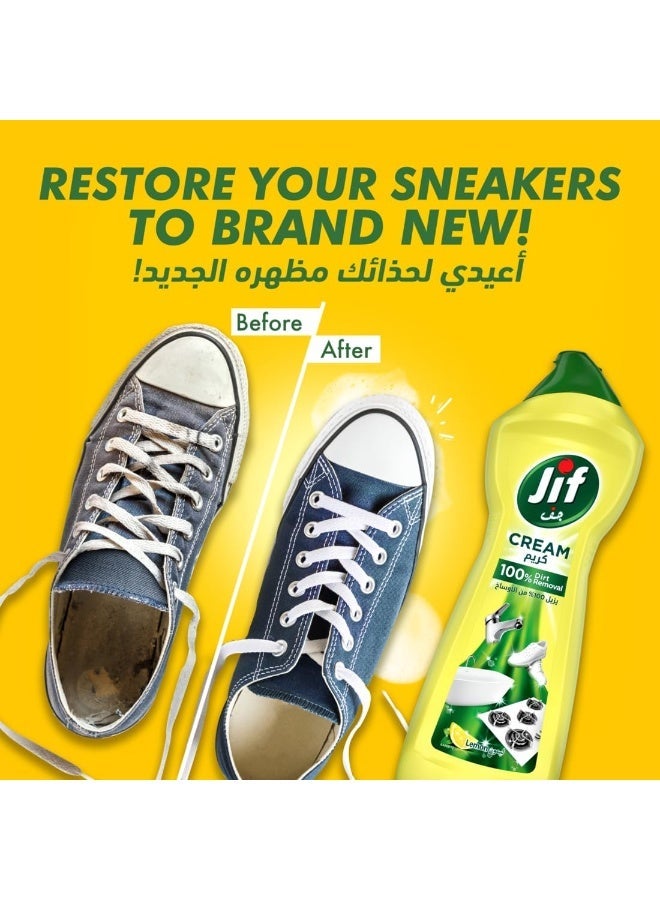 جيف منظف كريمي جيف بالليمون بتقنية البلورات الدقيقة، يزيل الدهون وبقايا الطعام المحترق وترسبات الكلس، منظف متعدد الاستخدامات للأسطح، 4 × 500 مل - Image 5