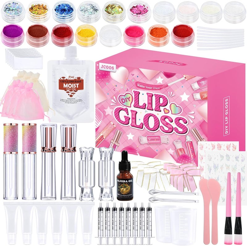JCOOS Lip Gloss Making Kit, Lip Gloss Set for Teens Kids Tweens Girls Woman Lip Kit Fun DIY Lipgloss Making Kit, Make Your Own Lip Gloss Kit, Moisturizing Glitter Kids Gifts Stuff for Girls 10-12 - Image 1