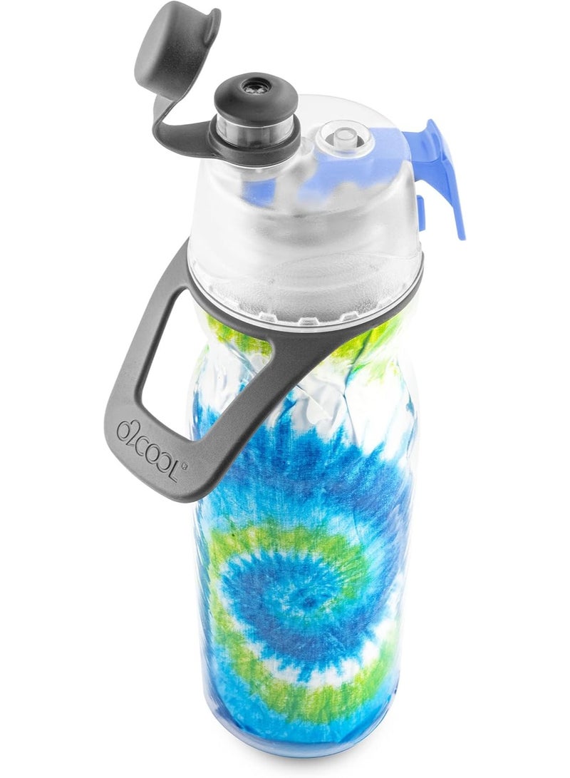 أو2 كول O2COOL زجاجة ماء بتقنية الرش والشرب 2 في 1 فوهة مانعة للتسرب تصميم تاي داي أزرق للاستخدام الرياضي والسفر والترفيه - Image 3