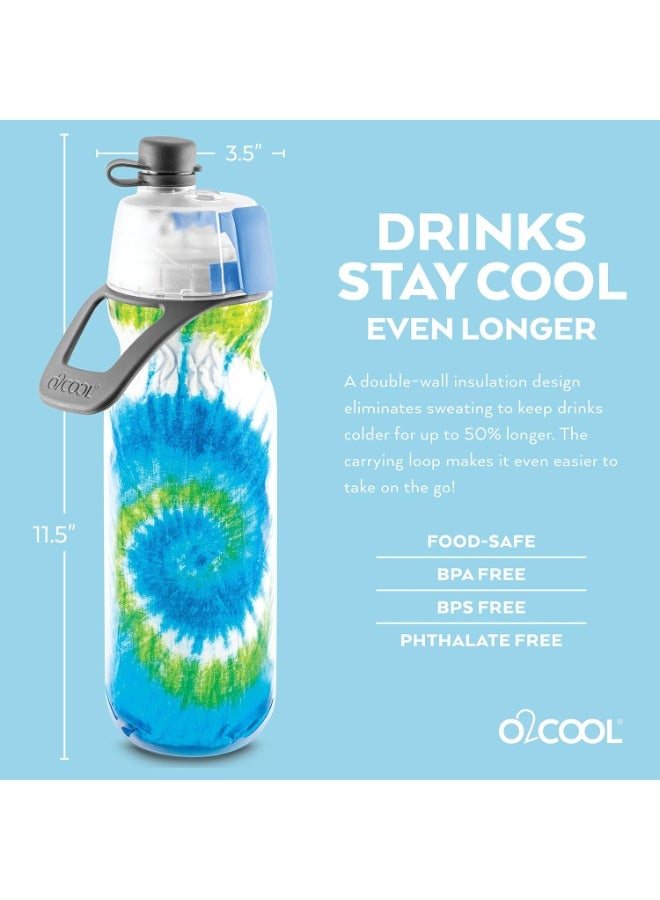 أو2 كول O2COOL زجاجة ماء بتقنية الرش والشرب 2 في 1 فوهة مانعة للتسرب تصميم تاي داي أزرق للاستخدام الرياضي والسفر والترفيه - Image 5